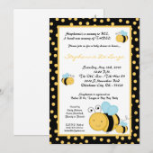 5 x 7 TRIPLETHoney Bumble Bee Baby shower Invitati Kaart (Voorkant / Achterkant)