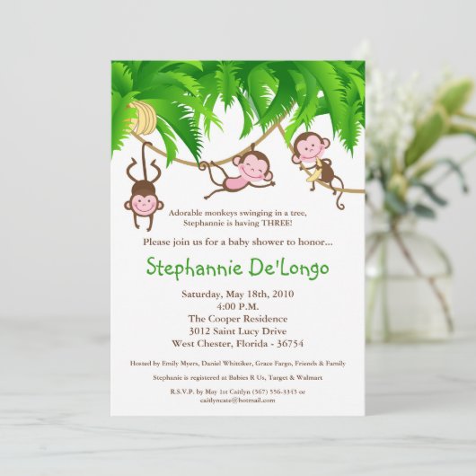 5 x 7 TRIPLETS Aangifte van het Oerwoud van de aap Kaart (Staand voorkant)