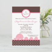 5 x 7 TRIPLETS MOD Elephant Baby shower Invitation Kaart (Staand voorkant)