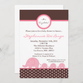 5 x 7 TRIPLETS MOD Elephant Baby shower Invitation Kaart (Voorkant / Achterkant)