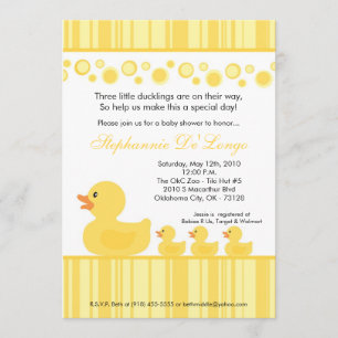 5 x 7 TRIPLETS Rubber Duck Baby shower Invitation Kaart