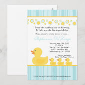 5 x 7 TRIPLETS Rubber Duck Baby shower Invitation Kaart (Voorkant / Achterkant)