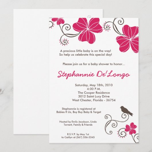 5 x 7 Uitnodiging tot Baby shower van Tropische Lu (Voorkant / Achterkant)