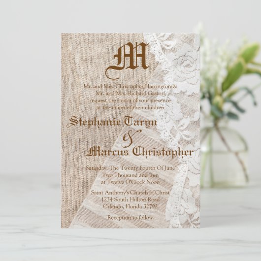 5 x 7 Uitnodiging tot bruiloft door Landelijk Lace (Staand voorkant)