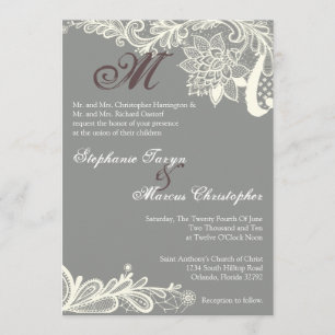 5 x 7 Uitnodiging voor  Lace Gray Wedding