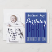 5 x 7 V Foto Baby Boy Birthday Party Invitation Kaart (Voorkant)