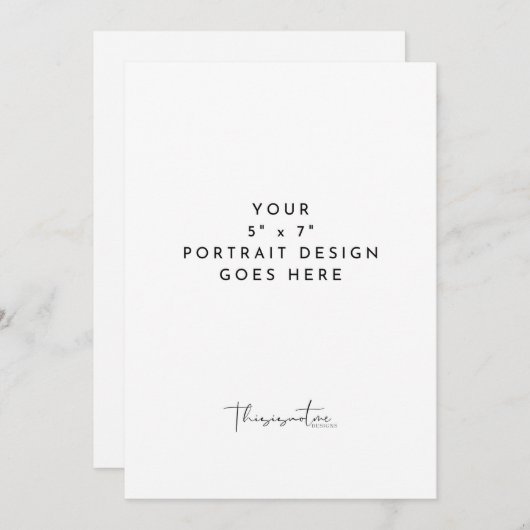 5 x 7" Verticaal Portretkaart Afdruk Sjabloon Kaart (Voorkant / Achterkant)