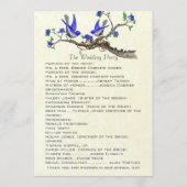 5 x 7 Vintage blauwe vogels Huwelijksprogramma Programmakaart (Achterkant)