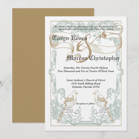 5 x 7  vogelgevechten uitnodigen voor een huwelijk kaart (Voorkant / Achterkant)