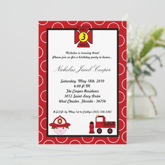 5 x 7 Vuurman Vuurgedag Uitnodiging (Staand voorkant)