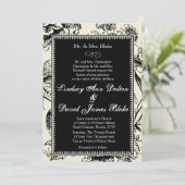 5 x 7 Weddenschap Black & White Floral Toile Kaart (Staand voorkant)