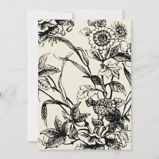 5 x 7 Weddenschap Black & White Floral Toile Kaart (Achterkant)