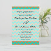 5 x 7 Weddenschap Chevron Brown & Seafoam Kaart (Staand voorkant)