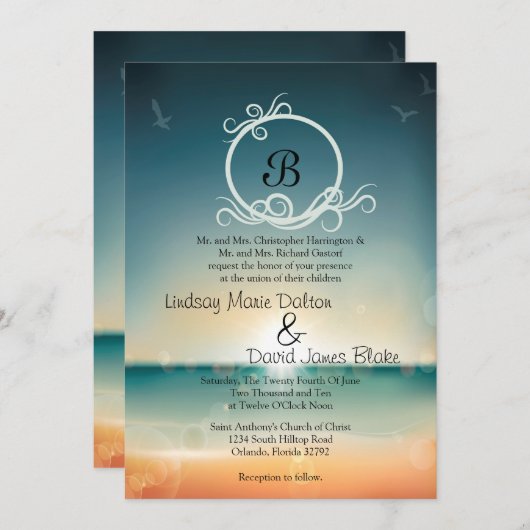 5 x 7 Weddenschap Sunset Beach Kaart (Voorkant / Achterkant)