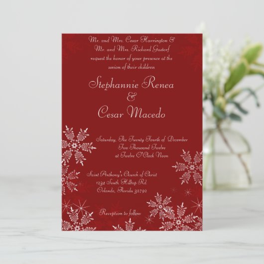 5 x 7 Weddenschappen Uitnodiging Kerstmis Rode Sno (Staand voorkant)