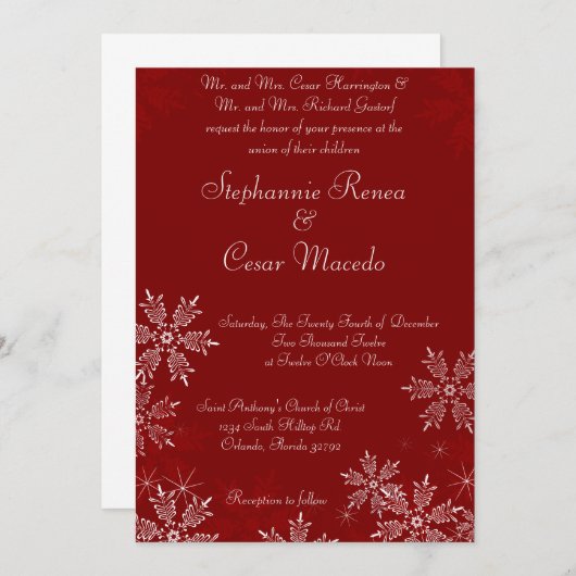 5 x 7 Weddenschappen Uitnodiging Kerstmis Rode Sno (Voorkant / Achterkant)