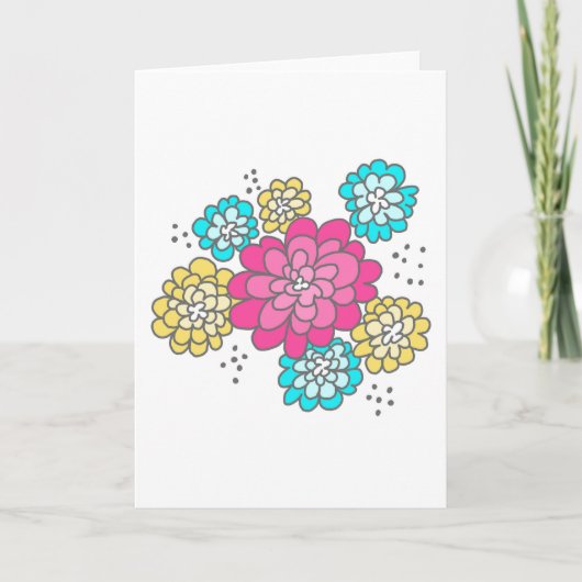 5 x 7 Wenskaart...Doodle bloesems Kaart (Voorkant)