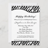 5 x 7 White & Black Zebra Birthday Party Invitatio Kaart (Voorkant)