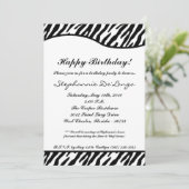 5 x 7 White & Black Zebra Birthday Party Invitatio Kaart (Staand voorkant)