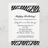 5 x 7 White & Black Zebra Birthday Party Invitatio Kaart (Voorkant / Achterkant)