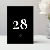 5 x 7 White Frame Black Wedding Table Numbers Kaart