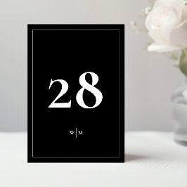5 x 7 White Frame Black Wedding Table Numbers Kaart