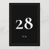 5 x 7 White Frame Black Wedding Table Numbers Kaart (Voorkant)