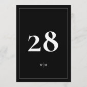 5 x 7 White Frame Black Wedding Table Numbers Kaart (Achterkant)