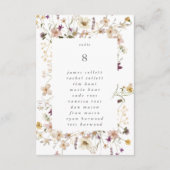 5 x 7 Wildflower Pampas Trouwtafel Nummers (Achterkant)