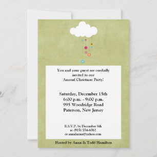 5 x 7 Winter Cloud / Snowflakes Kerstuitnodiging Kaart
