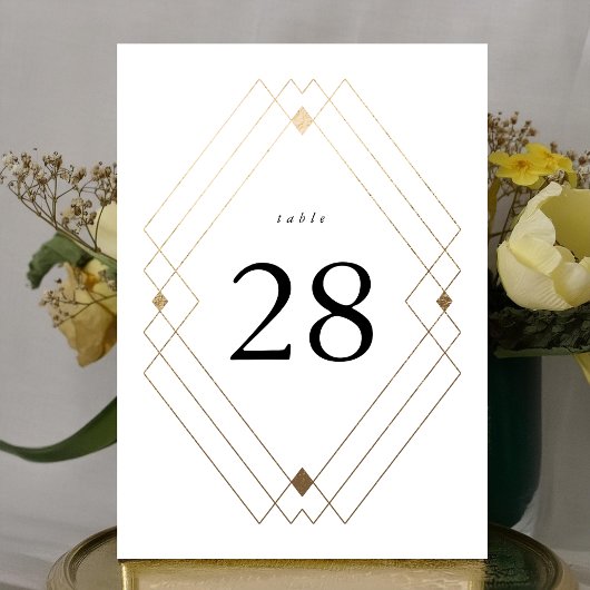 5 x 7 Wit & Goud Klassieke Bruiloft Tafel Nummers