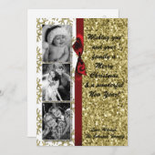 5 x 7 XMAS-kerstkerstkaart met Snowflake Glitt FOT Feestdagenkaart (Voorkant / Achterkant)