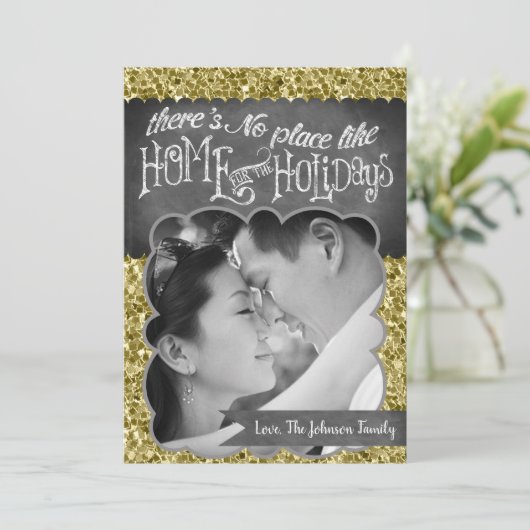 5 x 7 XMAS-kerstkerstkaart met Snowflake Glitt FOT Feestdagenkaart (Staand voorkant)