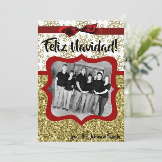 5 x 7 XMAS-kerstkerstkaart met Snowflake Glitt FOT Feestdagenkaart (Staand voorkant)