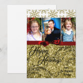 5 x 7 XMAS-kerstkerstkaart met Snowflake Glitt FOT Feestdagenkaart (Voorkant / Achterkant)