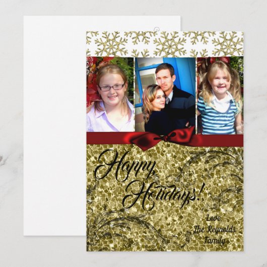 5 x 7 XMAS-kerstkerstkaart met Snowflake Glitt FOT Feestdagenkaart (Voorkant / Achterkant)