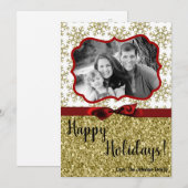 5 x 7 XMAS-kerstkerstkaart met Snowflake Glitt FOT Feestdagenkaart (Voorkant / Achterkant)