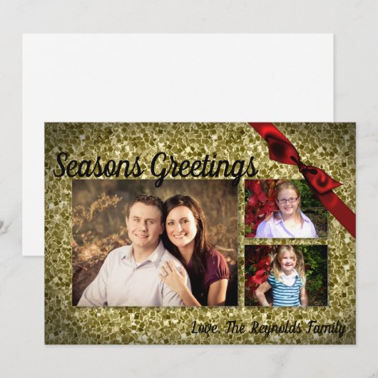 5 x 7 XMAS-kerstkerstkaart met Snowflake Glitt FOT Feestdagenkaart (Voorkant / Achterkant)