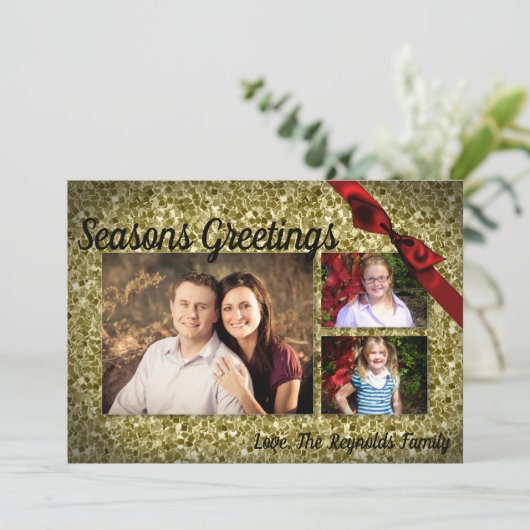 5 x 7 XMAS-kerstkerstkaart met Snowflake Glitt FOT Feestdagenkaart (Staand voorkant)