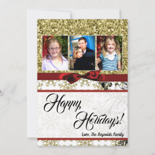 5 x 7 XMAS-kerstkerstkaart met Snowflake Glitt FOT Feestdagenkaart