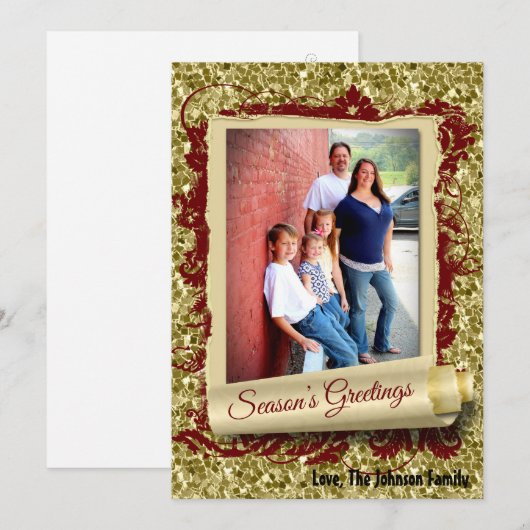 5 x 7 XMAS-kerstkerstkaart met Snowflake Glitt FOT Feestdagenkaart (Voorkant / Achterkant)