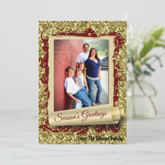 5 x 7 XMAS-kerstkerstkaart met Snowflake Glitt FOT Feestdagenkaart (Staand voorkant)