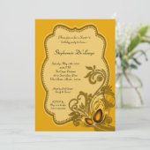 5 x 7 Yellow Masquerade Sweet 16 Birthday Invitati Kaart (Staand voorkant)