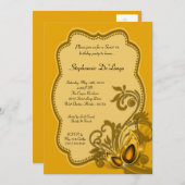 5 x 7 Yellow Masquerade Sweet 16 Birthday Invitati Kaart (Voorkant / Achterkant)