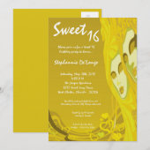 5 x 7 Yellow Masquerade Sweet 16 Birthday Invitati Kaart (Voorkant / Achterkant)