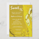 5 x 7 Yellow Masquerade Sweet 16 Birthday Invitati Kaart (Voorkant)