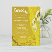5 x 7 Yellow Masquerade Sweet 16 Birthday Invitati Kaart (Staand voorkant)
