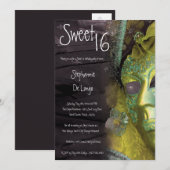 5 x 7 Yellow Masquerade Sweet 16 Birthday Invitati Kaart (Voorkant / Achterkant)