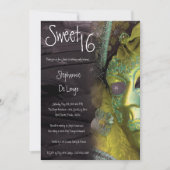 5 x 7 Yellow Masquerade Sweet 16 Birthday Invitati Kaart (Voorkant)