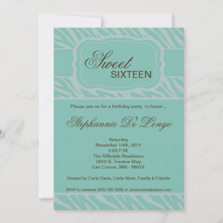 5 x 7 Zebra Print Birthday Party Invitation Kaart